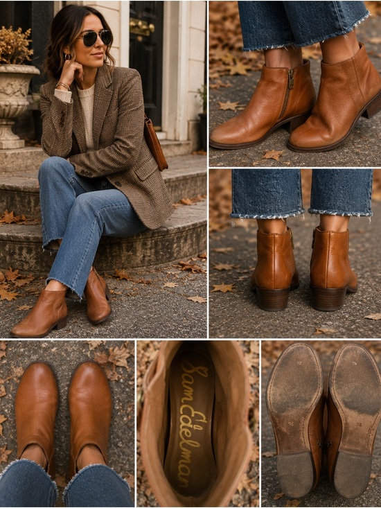 Sam Edelman Shoes - Sam Edelman Cognac Brown Ankle Boots Size 7.5